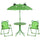 Ensemble table de jardin et 2 chaises pliantes pour enfants avec parapluie grenouille verte