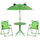 Ensemble table de jardin et 2 chaises pliantes pour enfants avec parapluie grenouille verte