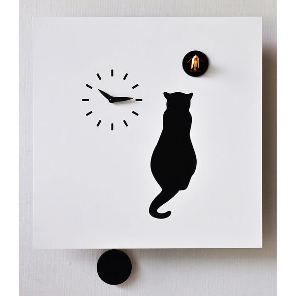 Horloge Coucou Murale 39X39X9Cm Pirondini Italia Chat Blanc prezzo