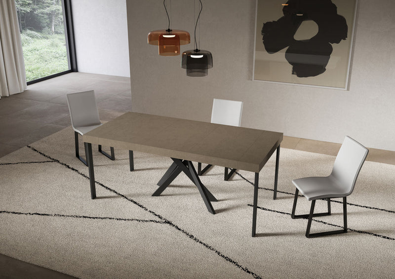 Consolle Allungabile 90-300x40x77 cm Saki Premium Tortora Gambe Antracite 