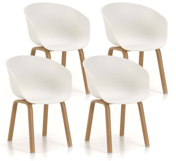 prezzo Lot de 4 Chaises 58x51x78 cm en Polypropylène Blanc