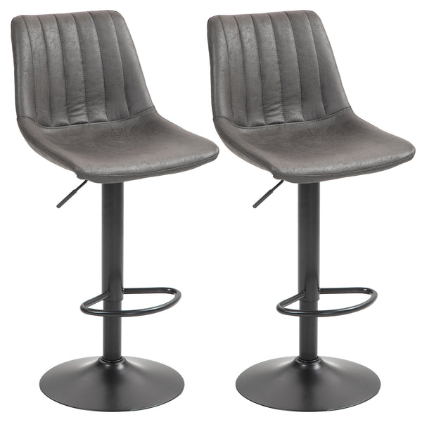 prezzo Set 2 Sgabelli da Bar Moderni 43x46,5x89-110A cm con Schienale e Poggiapiedi in Microfibra Grigio