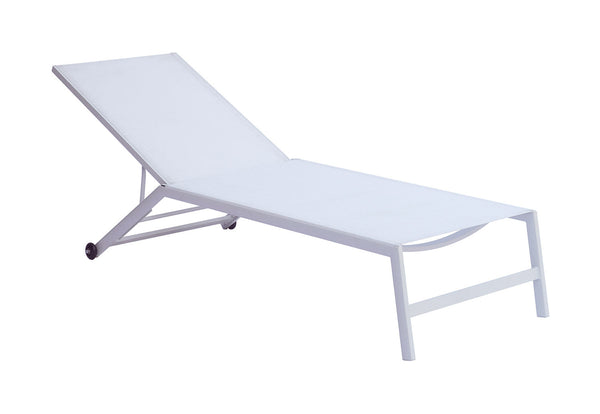 sconto Lettino Prendisole da Giardino 195x70x34 cm con Ruote Avorio