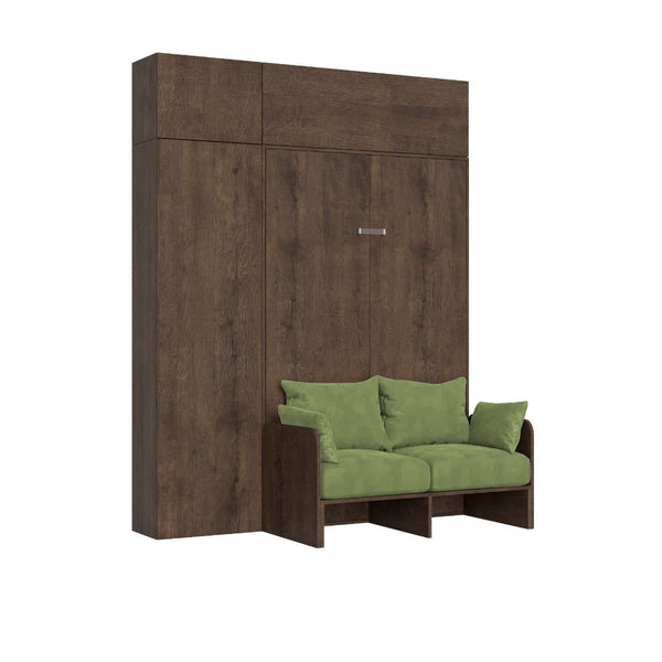 sconto Letto Una Piazza E Mezzo A Scomparsa 120 Kentaro Con Divano E Mobili Noce e Verde