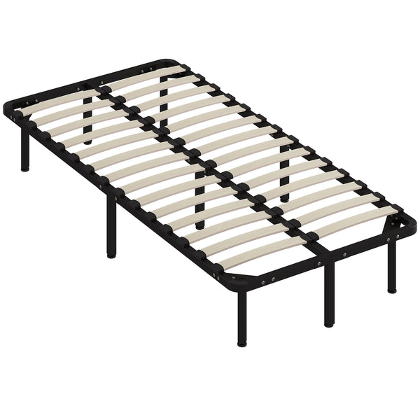 Rete Fissa Letto Singolo 190x90x31 cm a 28 Doghe con Spazio Sottostante in Legno e Acciaio Nero e Legno sconto