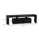 Mobile TV 160x35x45 cm Max 65” in MDF e Vetro Nero