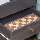 Comodino 2 Cassetti e Ruote con Piano Sollevabile 50x40x50 cm in Legno Grigio