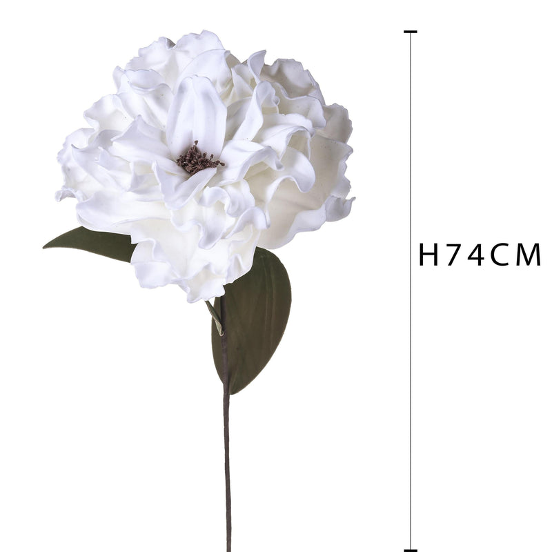 Set 2 Fiori di Peonia Artificiale Artificiale Altezza 74 cm Bianco