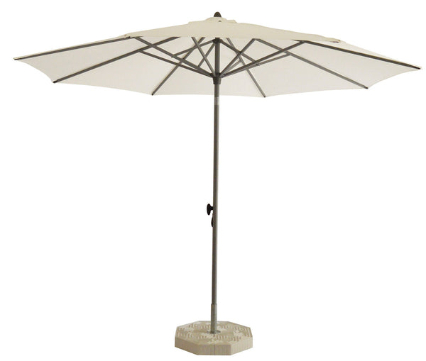 sconto Parasol de jardin Ø3 m Mât Ø40 mm en Aluminium Gris Poli Toile Polyester Blanc