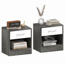 Set 2 Comodini con Cassetto e Ripiano Aperto 39x28x41 cm in Legno Bianco e Grigio Scuro   