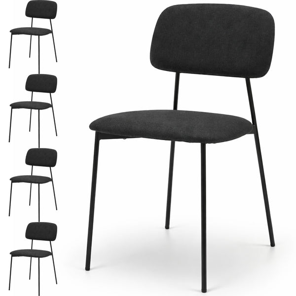 Set 4 Sedie Parigi con Struttura in Metallo e Seduta Ergonomica in Tessuto Nero acquista