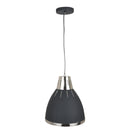 Lampada Moderna a Sospensione in Metallo Cromato Nero 30x35 cm 