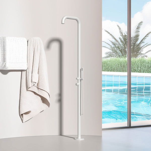 sconto Doccia da Giardino in Acciaio Inox con Miscelatore e Doccino Sined Chia Bianco