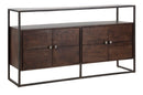 Mobile Burn 150x40x83 cm in Legno di Acacia e in Ferro Marrone