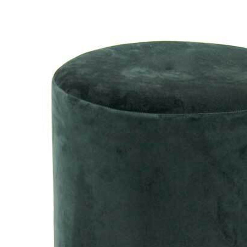 Pouf Poggiapiedi 31x31x38 cm in Metallo MDF e Tessuto Velluto Verde Scuro
