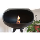 Camino a Bioetanolo da Pavimento Ø50x74 cm SICILY in Stile Nordico in Metallo Nero e Gambe in Legno Rovere