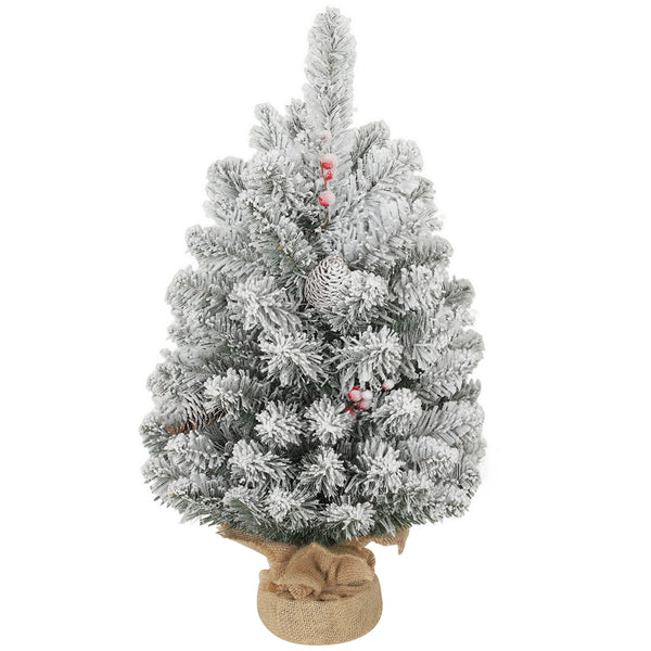 Albero di Natale Mini Innevato 60 cm con Pigne e Bacche Rosse per Interni online