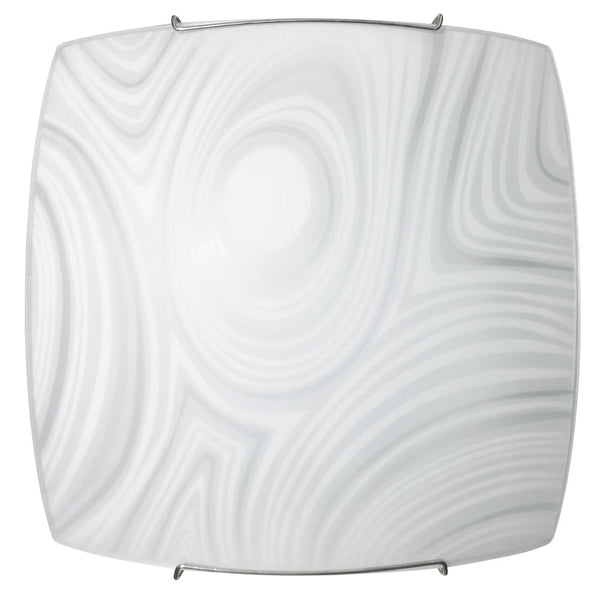 Plafonnier 2xE27 Crochets Chrome Plaque Verre Blanc Décoré Fantaisie E-Energy Martina sconto