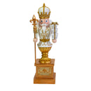 Soldatino Schiaccianoci in resina con regali bianco e oro cm 43x36,5xh124,5
