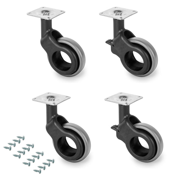 acquista Kit de 4 Roulettes pour Meuble Ø50 mm en Plastique Gris Emuca et Acier