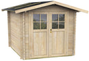 Casetta Box da Giardino per Attrezzi 215x180 cm con Porta Doppia Finestrata in Legno Naturale