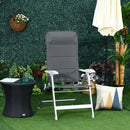 Sedia da Pesca Pieghevole con Schienale Regolabile 75x61,5x76-115 cm in Alluminio e Poliestere Grigio   