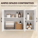 Mobile Bagno da Parete 90x30x60 cm con 3 Ante e Ripiano Regolabile Salvaspazio in MDF Bianco      