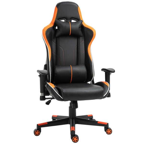 Chaise Gaming Ergonomique 72x54x126-136 cm en PVC Noir et Orange acquista