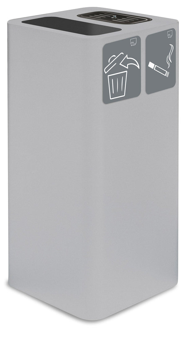 sconto Poubelle de collecte 38x38xh80 cm en acier peint avec couvercle basculant blanc