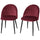 Lot de 2 Chaises Rembourrées 50x54x79 cm en Velours Bordeaux