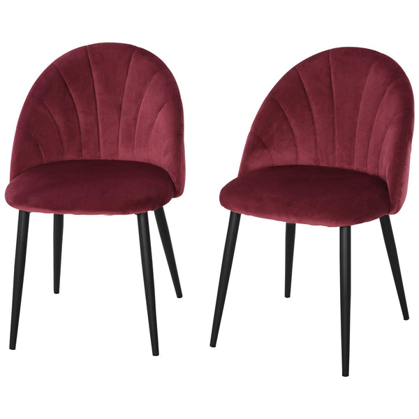 prezzo Lot de 2 Chaises Rembourrées 50x54x79 cm en Velours Bordeaux