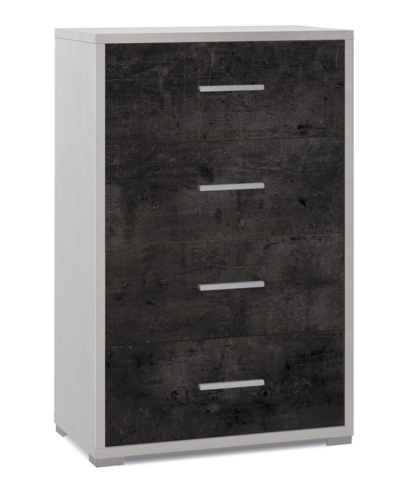 Cassettiera 4 Cassetti 71x110x41 cm Ossido Bianco/Ossido Nero sconto