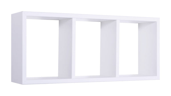 sconto Etagère rectangulaire 3 compartiments muraux 70x30x15,5 cm en panneaux de fibres Tristano blanc