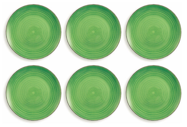 online Ensemble de 6 assiettes plates en grès vert VdE Tivoli 1996 New Baita