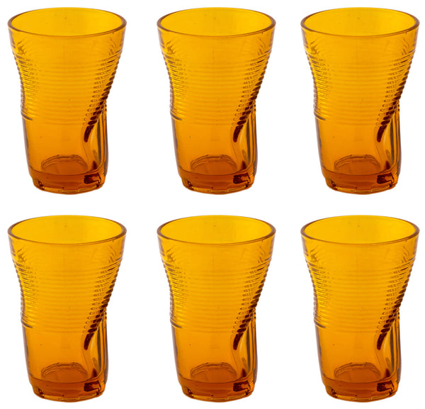 Coffret 6 Verres Froissés 34 cl Ø8 cm en Verre Pressé Kaleidos Orange sconto