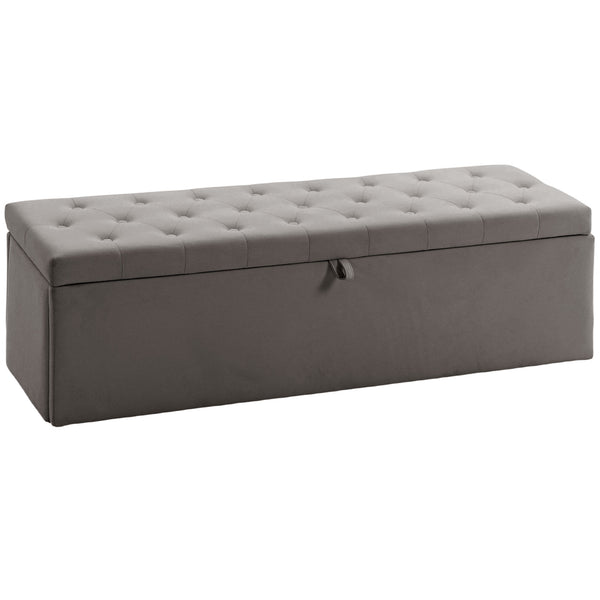 Cassapanca Contenitore 137x41x42 cm Capienza 140L con Seduta Ampia Imbottita Capacità 240kg in Velluto Grigio acquista
