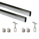Kit Tubo per Armadio 30 x 15 mm Acciaio L 1,15 m Cromato Brillo Acciaio e Zama Emuca