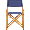 Set 2 Sedie Regista Pieghevoli Seduta e Schienale in Tessuto Blu e Struttura Acacia