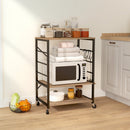 Carrello da Cucina a 3 Livelli Stile Industriale 60x40x84 cm Struttura in Acciaio e Pannelli in Teak   
