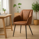 Poltrona Ergonomica Sedia Imbottita con Gambe in Metallo Nero in Microfibra Effetto Scamosciato Marrone      