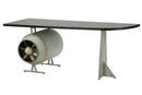 Scrivania Aviator 181x70,5x71 cm in Ferro e MDF e PU Nero e Grigio