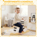 Cavallo a Dondolo per Bambini 1,5-3 Anni 68x26x53 cm con Base Larga in Legno MDF e Multistrato Multicolore      