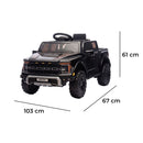 Macchina Elettrica per Bambini Ford Raptor 12V con Telecomando Bluetooth Luci LED e Tappetini Inclusi Nero