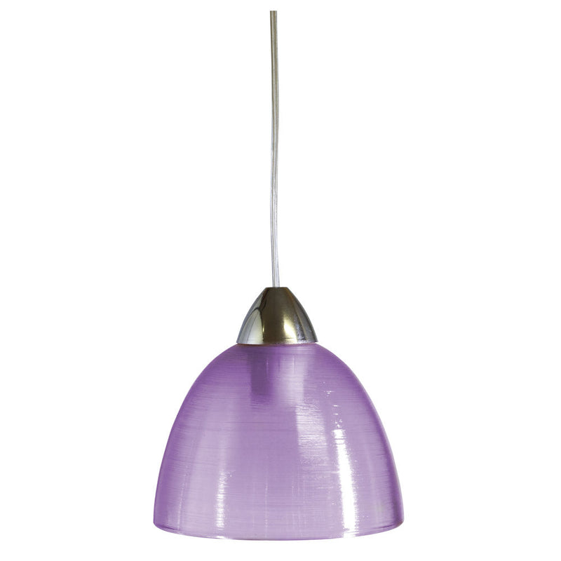 Sospensione D20 1xE27 Montatura Cromo-Trasparente Vetro Gel Viola E-Energy Carla