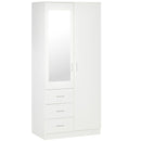 Armadio Moderno con Guardaroba 2 Ante 80x50x180 cm in Legno truciolare e Vetro Bianco