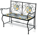Panchina da Giardino 2 Posti in Ferro con Mosaico Soriani Tuscany Nero