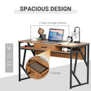Scrivania da Ufficio 120x60x76 cm con Mensole e Cassetto Nero Marrone