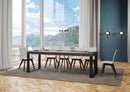Tavolo Allungabile 90-246x90x77 cm Tecno Premium Noce Telaio Antracite 