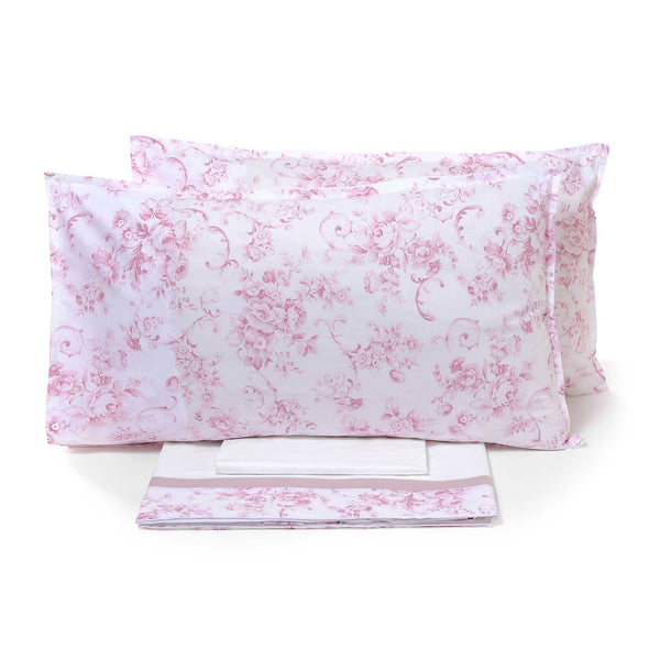 Parure de Draps Double et Taies d'Oreiller en Percale de Coton Garrini Samantha Rose sconto