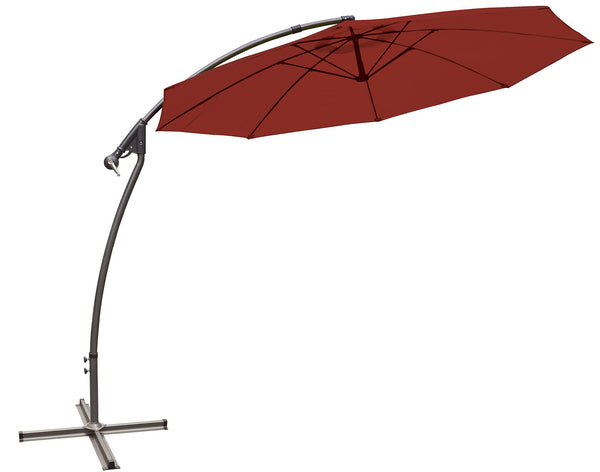 Parasol de jardin Ø3m décentralisé en fibre de verre et polyester bordeaux prezzo